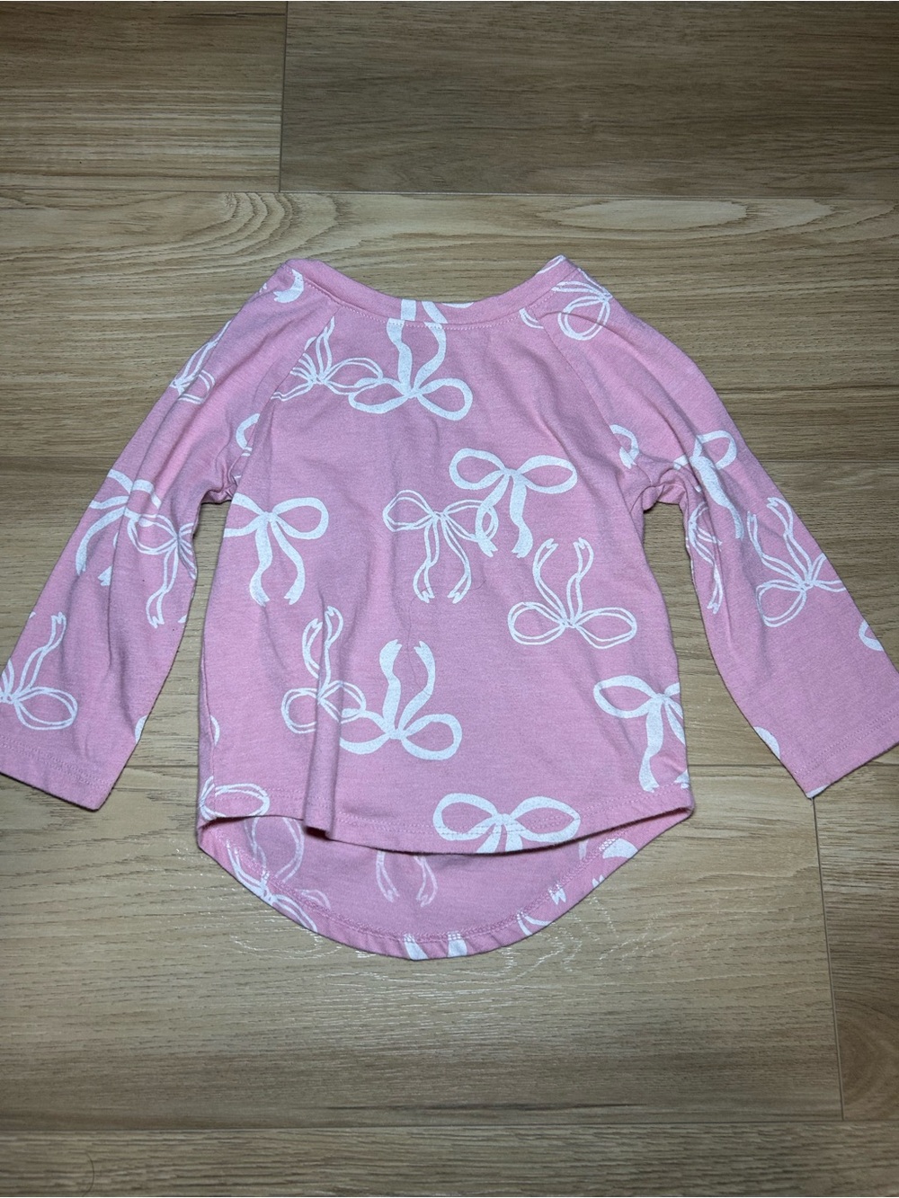 Cat & Jack Pink Long Sleeve Tee with White Bow Print